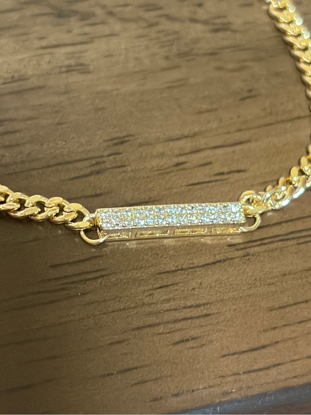 Gold-plated Pave Chunky Bar Chain Necklace - Women Jewelry - Picture 5 of 5